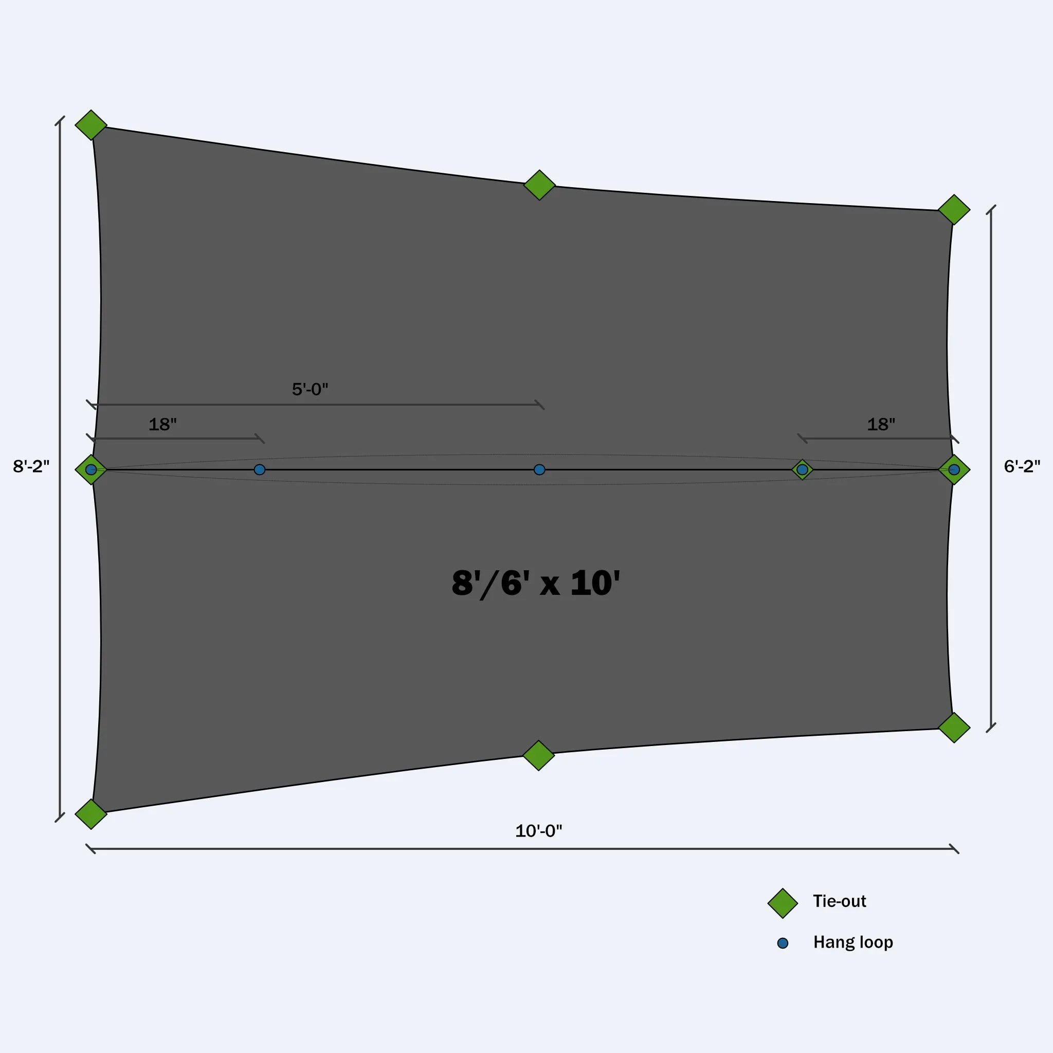 8'/6' Tapered Tarp - Recycled Silpoly