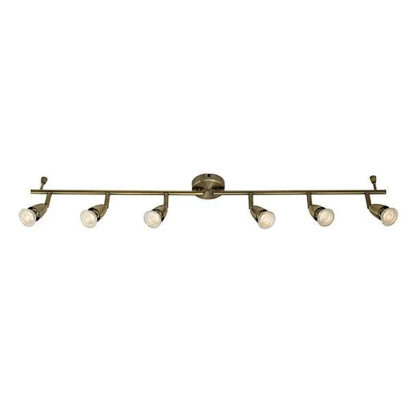 Amalfi 6 x 50 Watt GU10 Antique Brass Bar Spot Light