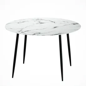 Artiss Dining Table Round Marble Effect 110CM