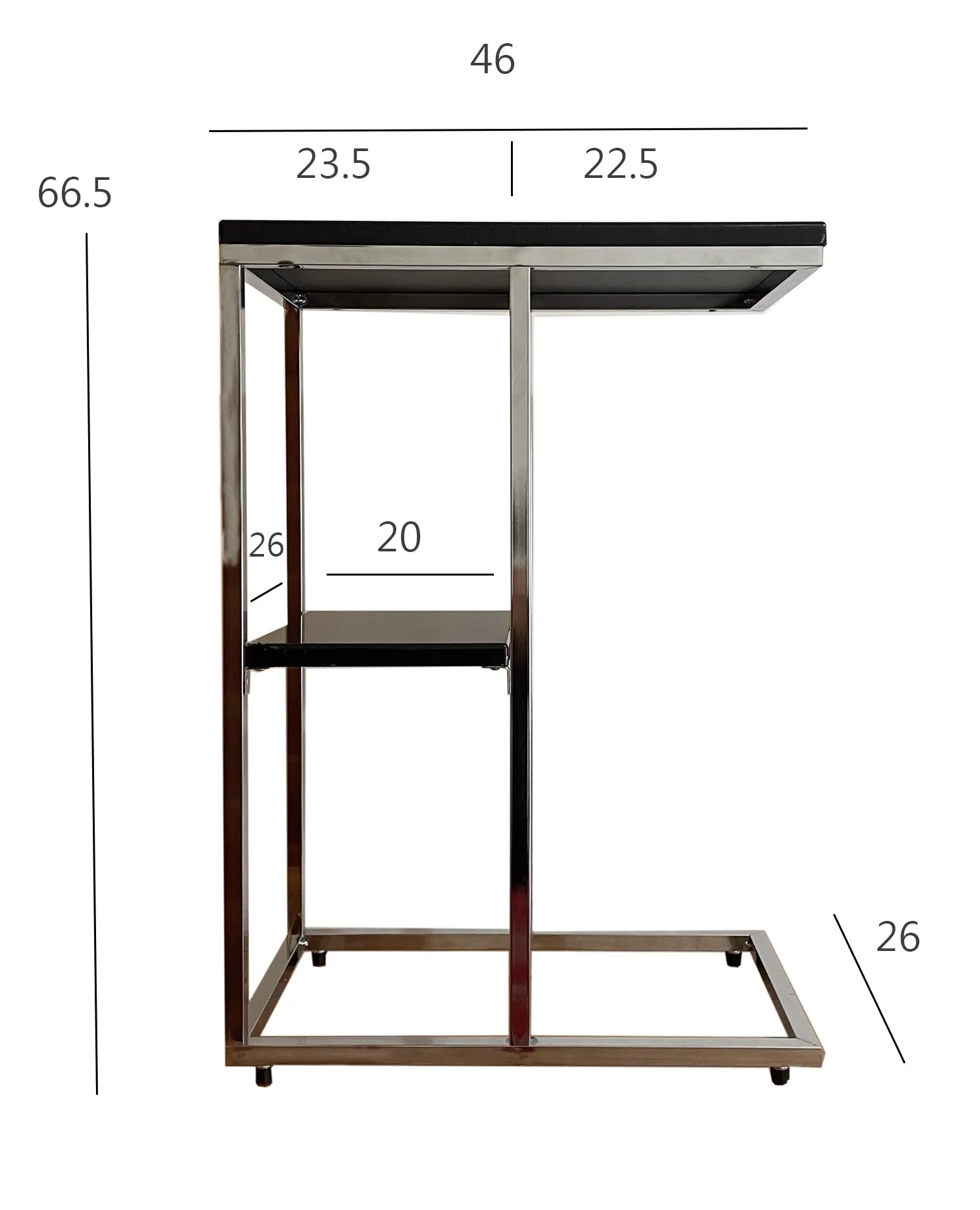 Bellini C Shaped Table With Shelf-Black