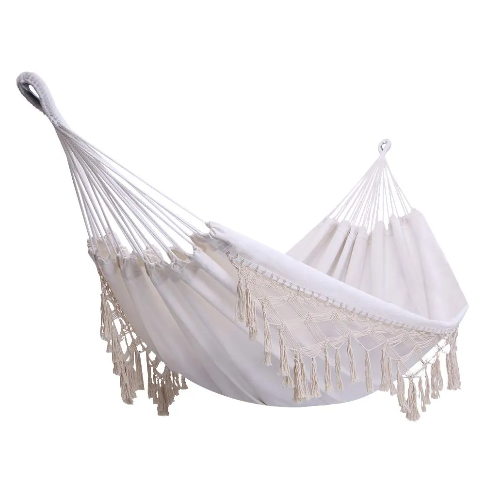 Boho Large Brazilian Fringed Macramé Double Deluxe Hammock Swing Bed - ONCLOUD