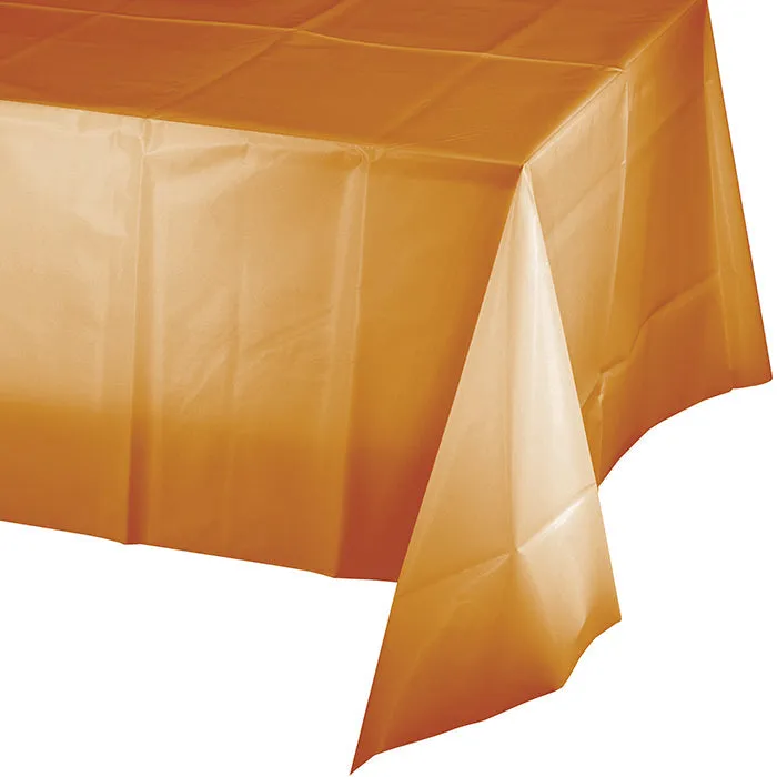 Bulk Pumpkin Spice Orange Plastic Table Covers 54 inch x 108 inch (12 per Case)