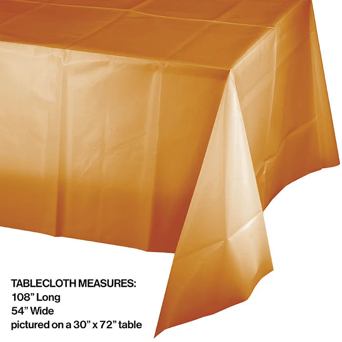 Bulk Pumpkin Spice Orange Plastic Table Covers 54 inch x 108 inch (12 per Case)