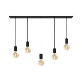 Calex Hanging Lamp - 5x E27 - 14 x 130 cm - Excl. Bulb - Black