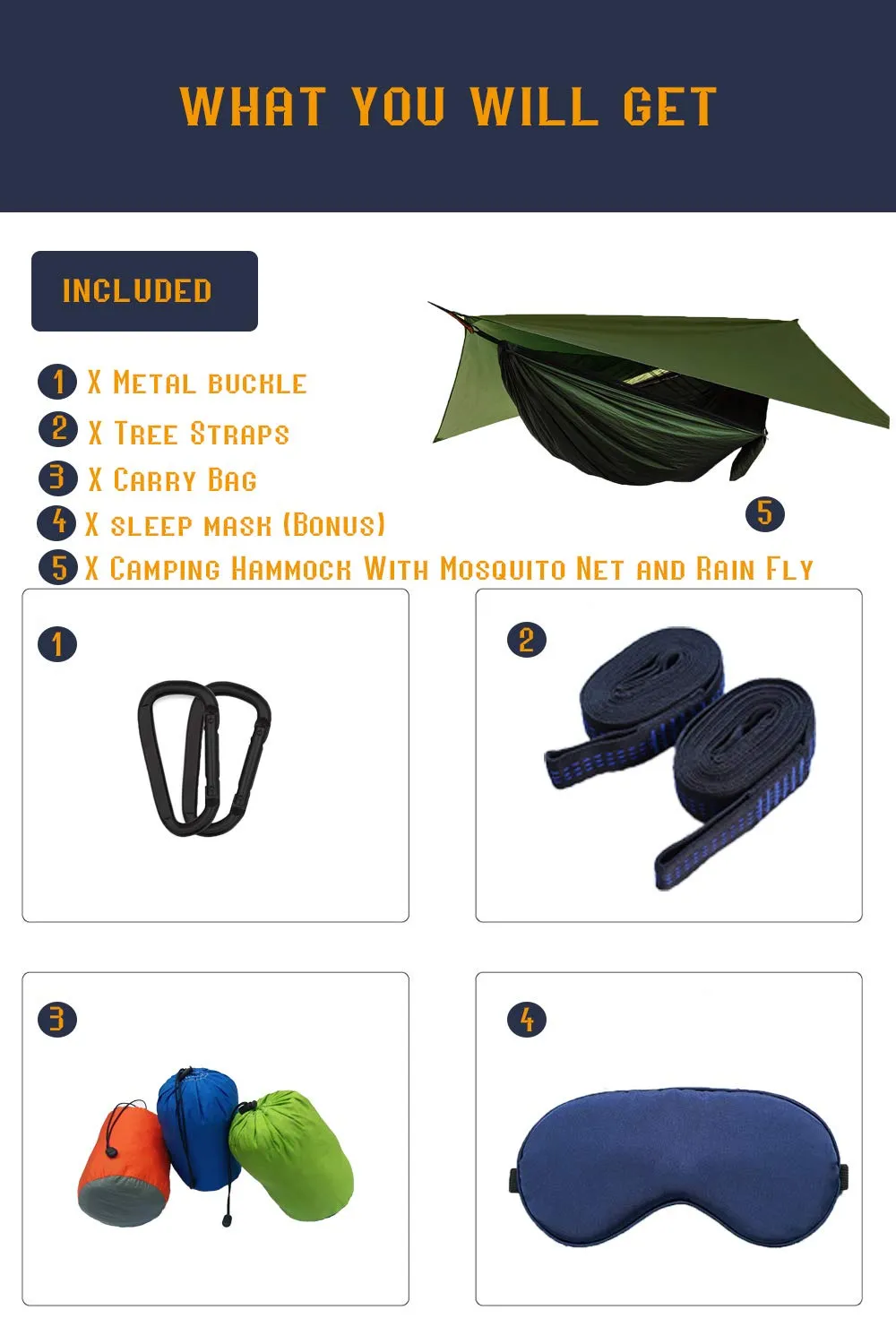 Camping Hammock with Mosquito Net - AEETT