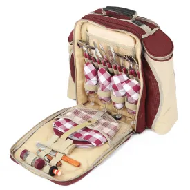 Deluxe Picnic Backpack Hamper for Four People