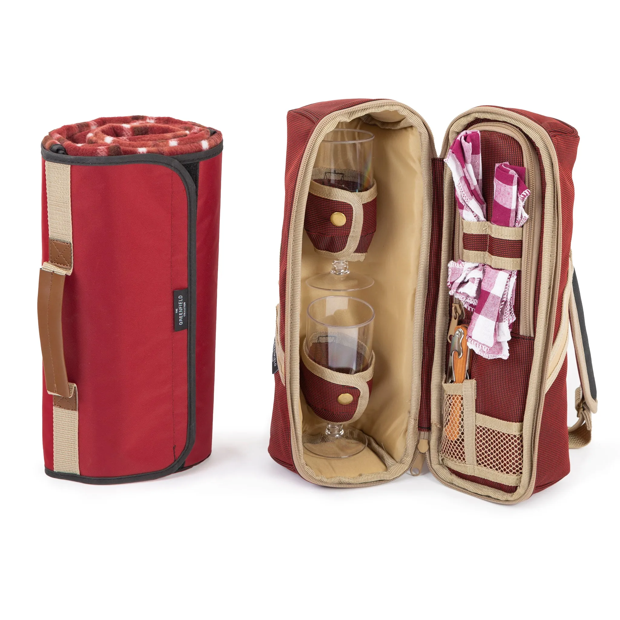 Deluxe Wine Cooler Bag for Two People with Matching Picnic Blanket