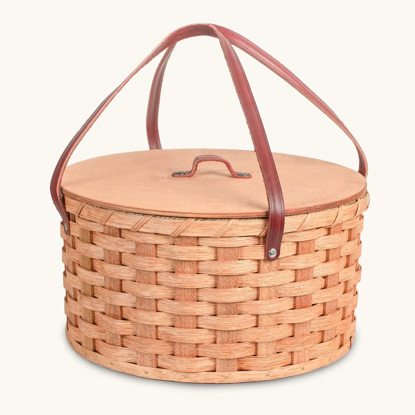 Dual Pie Carrier | Amish Woven Wooden 2-Pie Basket w/Tray