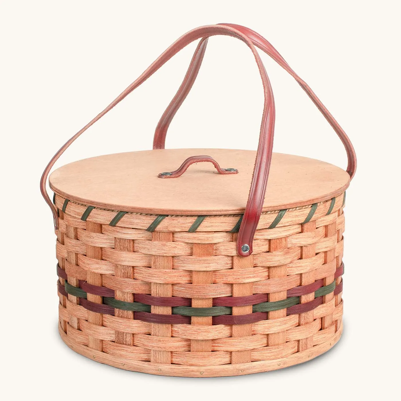 Dual Pie Carrier | Amish Woven Wooden 2-Pie Basket w/Tray