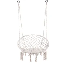 Hanging Cotton Rope Macrame Hammock Swing Chair - E EVERKING