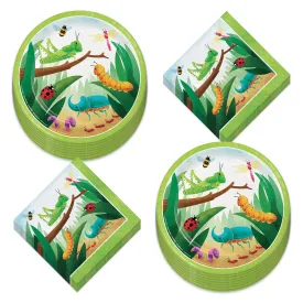 Insect Party Supplies - Bug Party Paper Dinner Plates, Lunch Napkins, Forks (Serves 16)