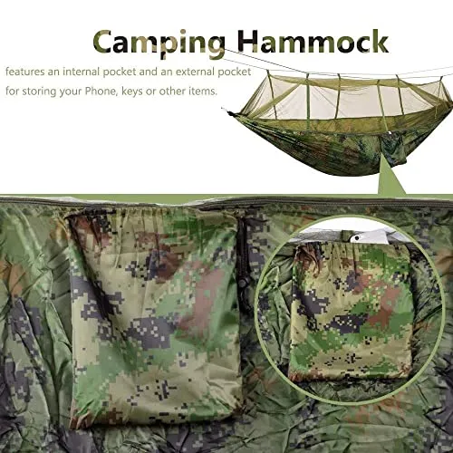 KEPEAK Camping Hammock with Net Netting, Single & Double Tree Hammock Net, Lightweight Nylon Portable Hammock for Backpacking, Camping, Travel, Beach, Yard