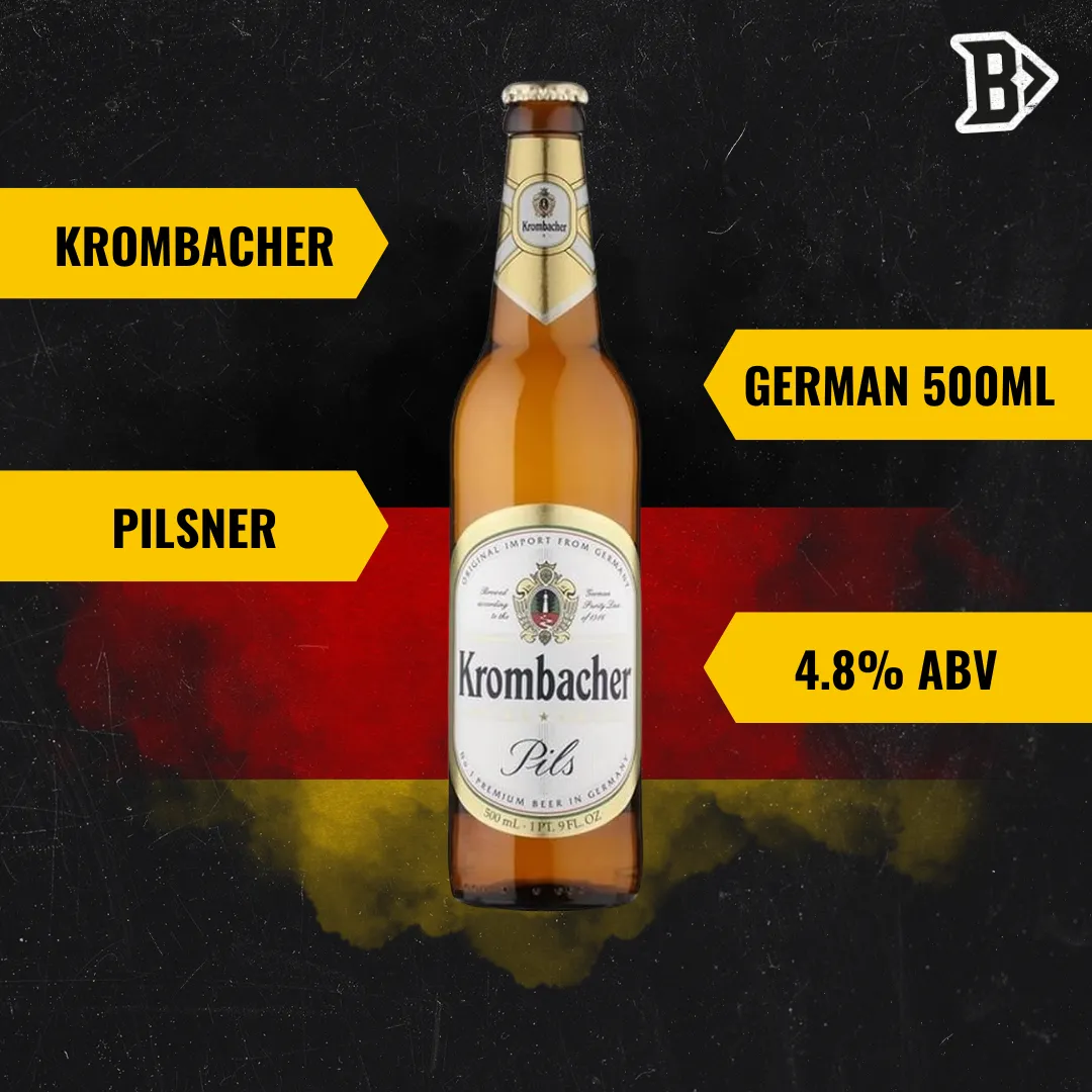 Krombacher Pils German Premium Lager 500ml Bottles - 4.8% ABV