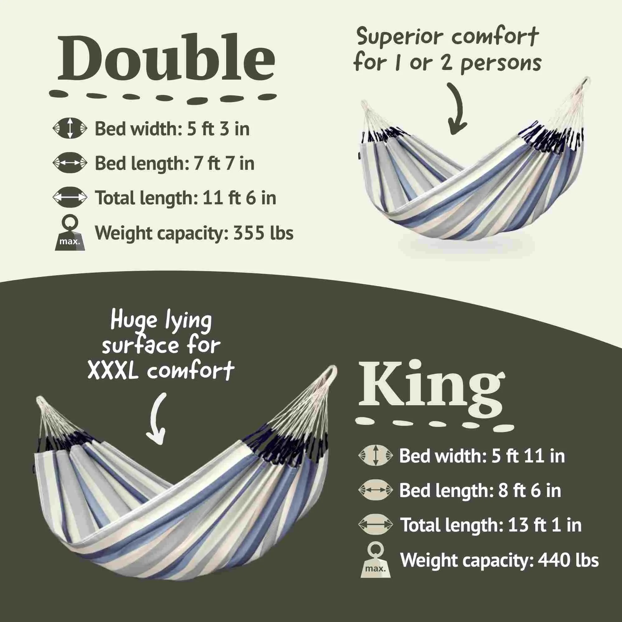 LA SIESTA Brisa Double Classic Swing Hammock (W 160 cm)