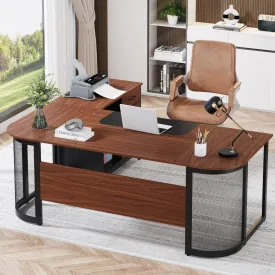 Large L-Shaped Desk, 63" Executive Desk with 31" Drawer Cabinet