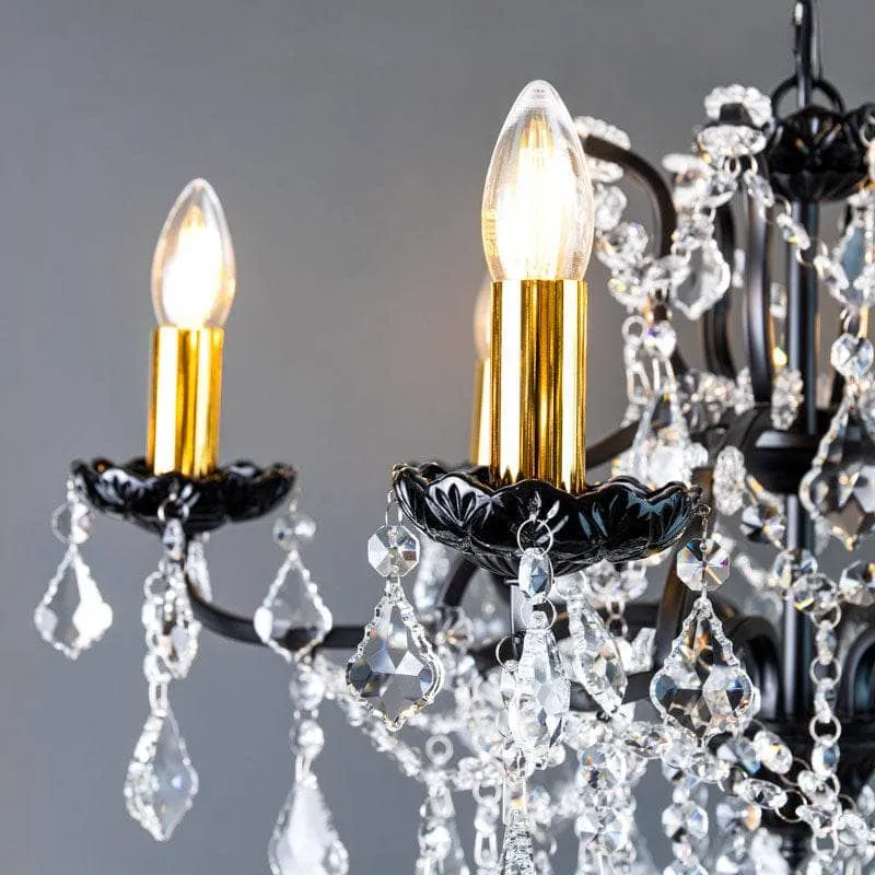 Matt Black 6 Light Shallow Chandelier