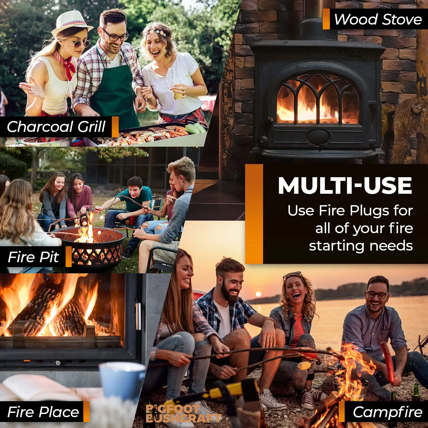 Non-Toxic Waterproof Fire Starters with 5  Minute Burn for Emergencies, Survival, Campfires, Fire Pits, Grills - Made in The USA - 30 Pack