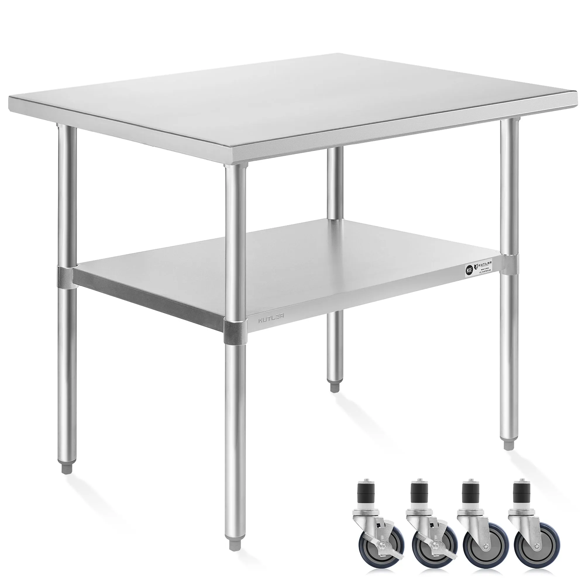 NSF Commercial Stainless Steel Prep & Work Table w/ Wheels