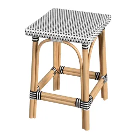 Riviera Square 24"H  Rattan Counter Stool in Black and White  5757295