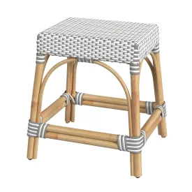 Robias Rattan Rectangular 18" Dining Stool in Gray and White Dot  5746266