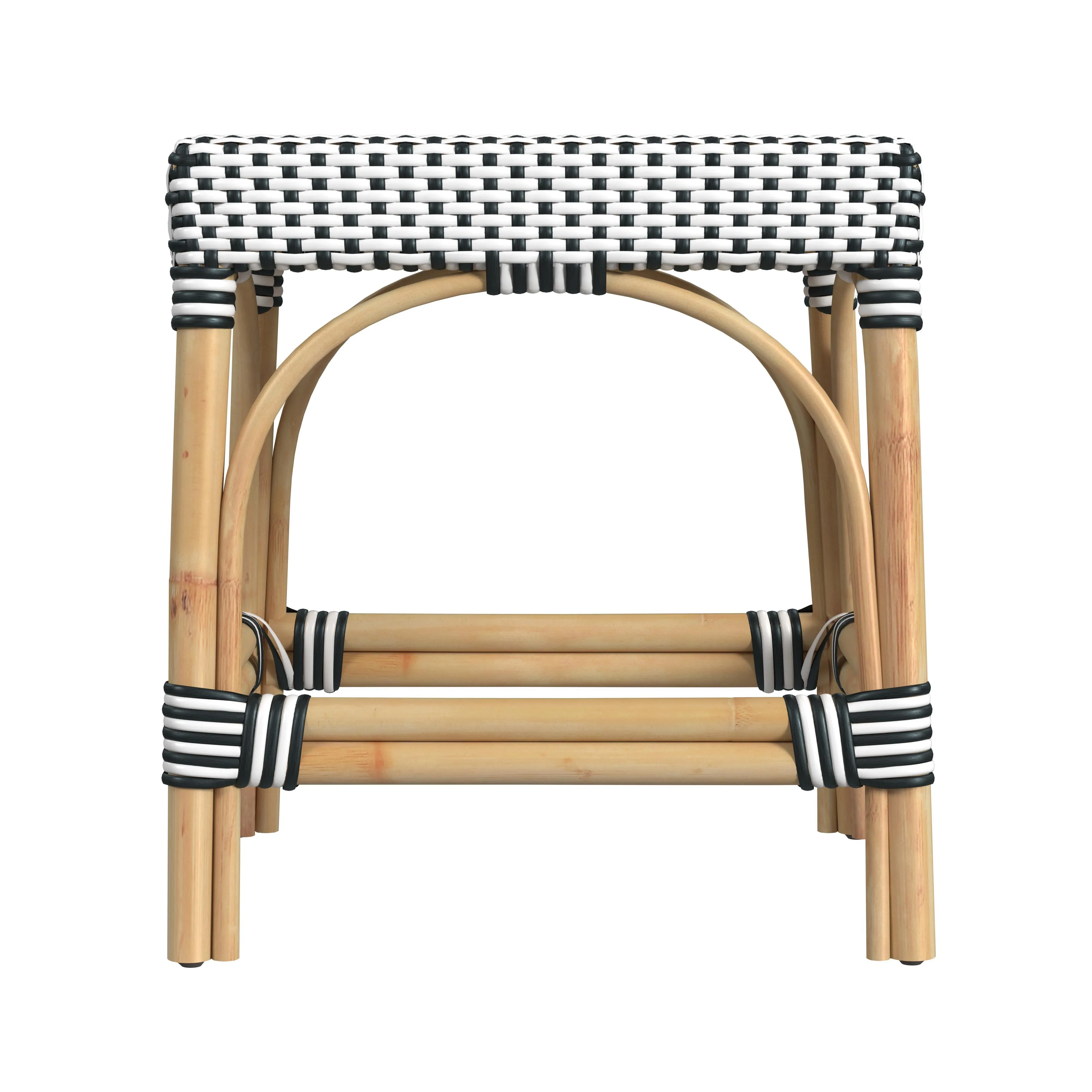 Robias Rattan Rectangular 18" Dining Stool in White and Black Dot  5746295