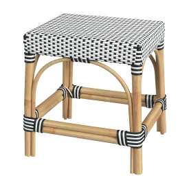 Robias Rattan Rectangular 18" Dining Stool in White and Black Dot  5746295