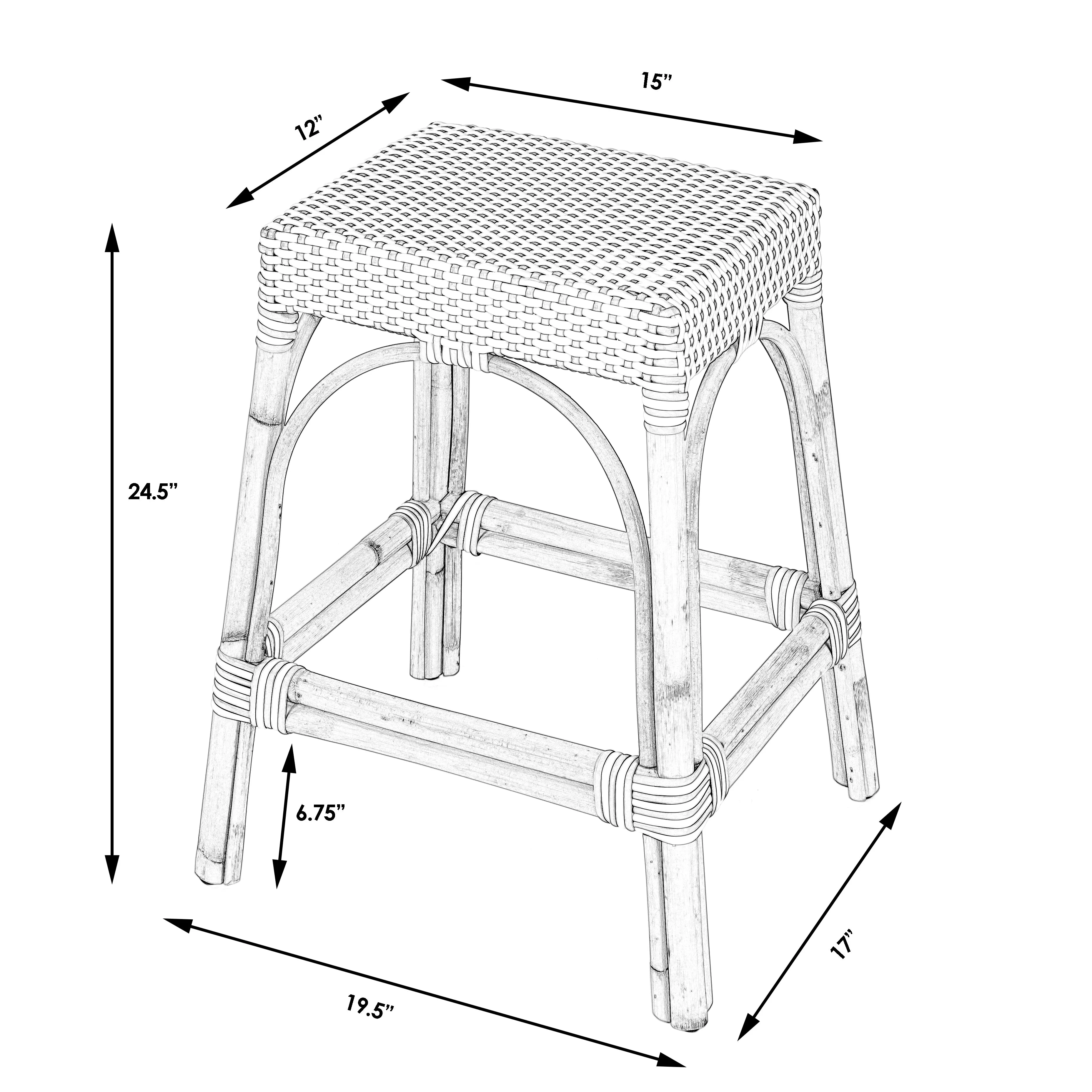 Robias Rectangular Rattan 24.5" Counter Stool in Baby Blue  5513341