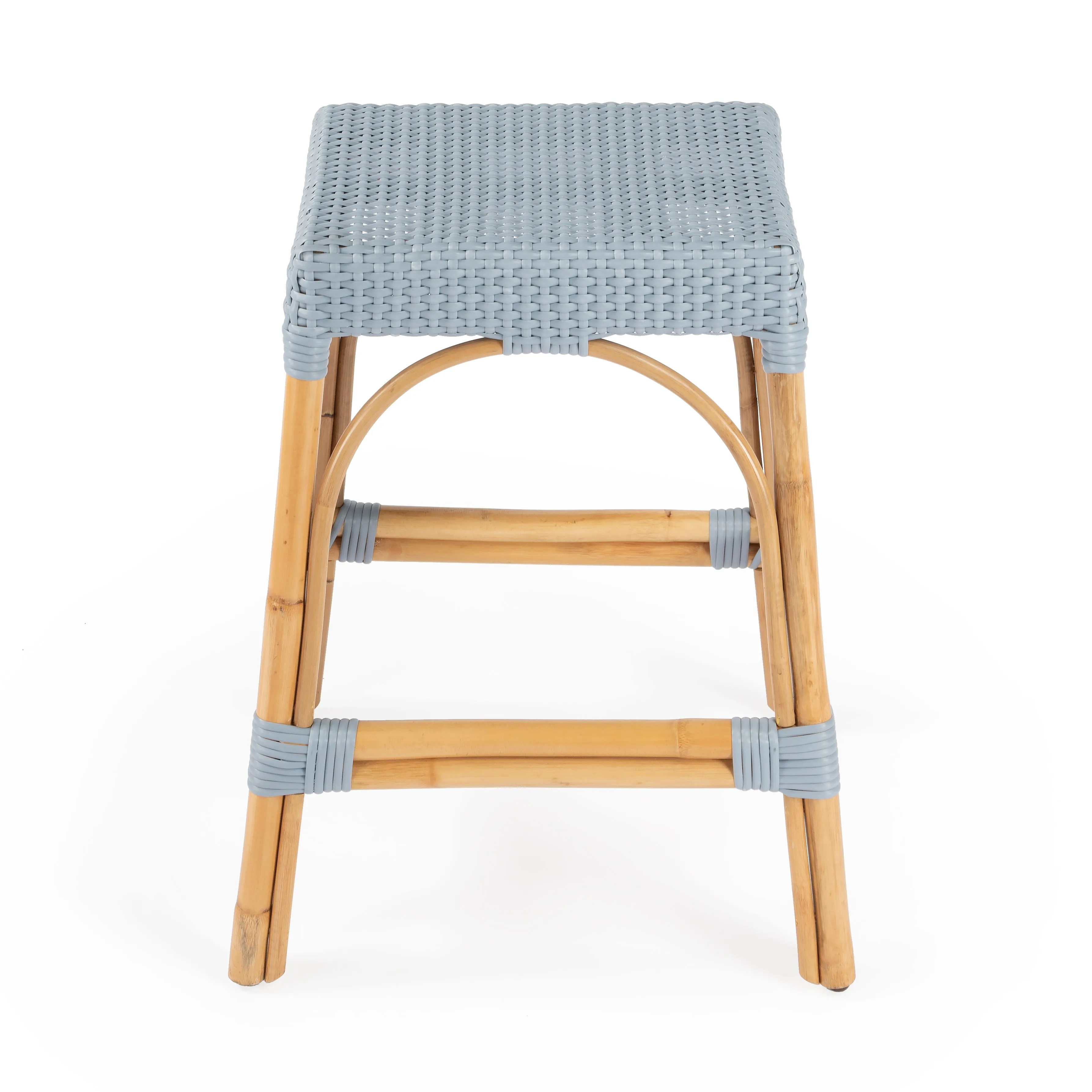 Robias Rectangular Rattan 24.5" Counter Stool in Baby Blue  5513341