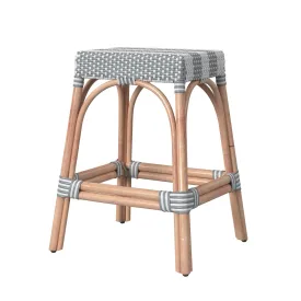 Robias Rectangular Rattan 24.5" Counter Stool in Gray and White Stripe  5513144