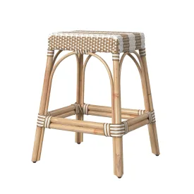 Robias Rectangular Rattan 24.5" Counter Stool in Tan and White Stripe  5513984