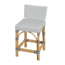 Serienna Rectangular Rattan Low Back 24.5" Counter Stool in Black and White  5585295