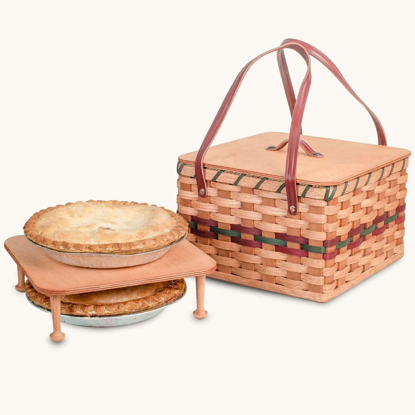 Square Two Pie Carrier | Amish Dual Pie & Picnic Basket