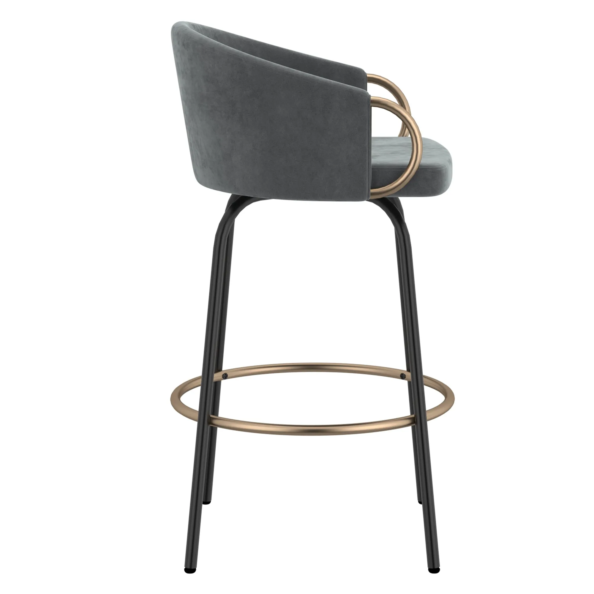 Swivel Bar Stools | Set of 2 |  Lavo Grey Velvet