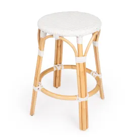 Tobias Rattan Round 24" Counter Stool in Glossy White  9371304