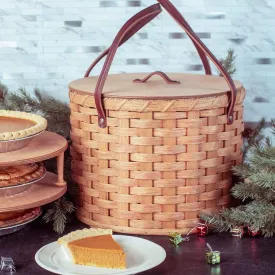 Triple Pie Basket | Amish Woven 3-Pie Travel Transport Container