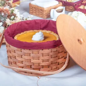 Wood Handled Pie Carrier | Amish Woven Wooden Two Pie Basket