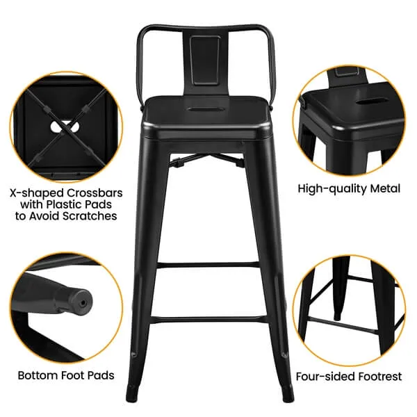 Yaheetech 26 inch Metal Bar Stools Set of 4